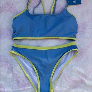Cupshe Blue and Yellow Bikini Set